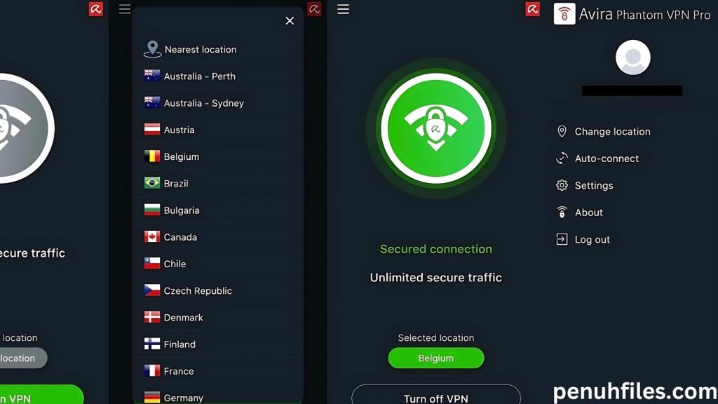 Avira Phantom VPN Full Version with countries list